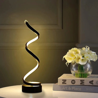 Table Lamps for Living Room,Modern Spiral Dimmable LED Table Lamp, Small Bedside Lamps, Nightstand Lamp for Bedroom Office Home