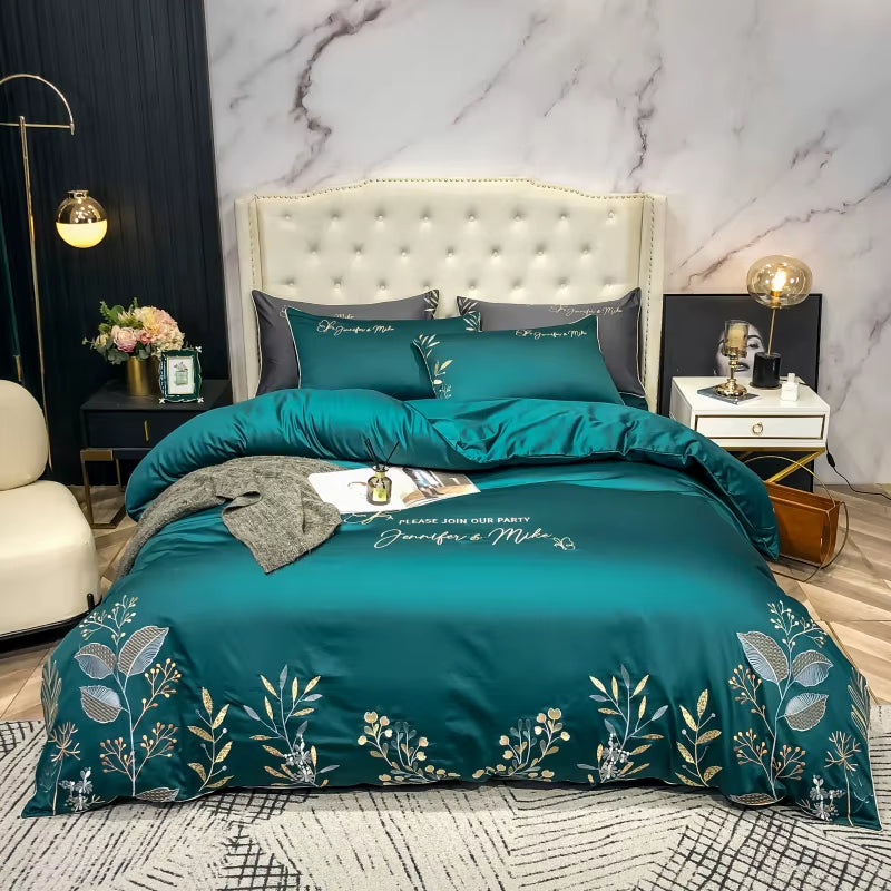 1000 TC Cotton Luxury Bedding Set Pillowcase Embroidery Duvet Cover Sets Bed Linen Sheet Queen King Size Quilt Covers