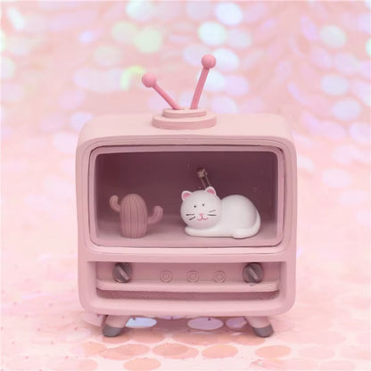 New Arrivel Cuet Cat Home Decoration Light Pink Color Baby Kids Lampara Bebe Battery Resin Material Warm Bedroom Mini Lamp