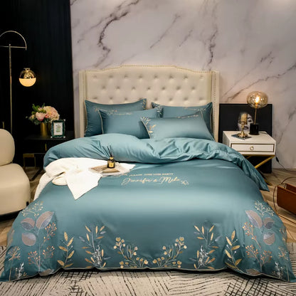 1000 TC Cotton Luxury Bedding Set Pillowcase Embroidery Duvet Cover Sets Bed Linen Sheet Queen King Size Quilt Covers