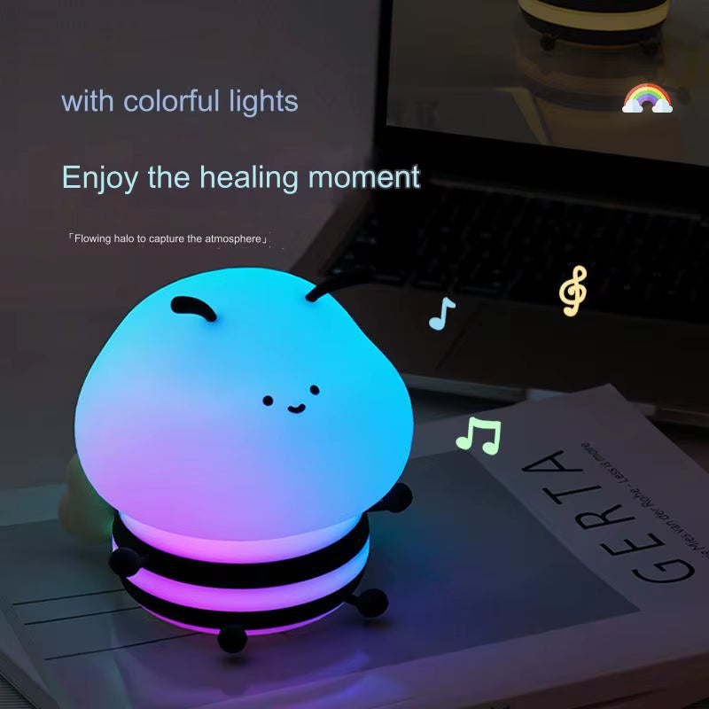 Soft Honeybee Night Lights Rechargeable Eye Protection Bedroom Bedside Silicone Lamp Children Kids Baby Cute Gift Bee Nightlight