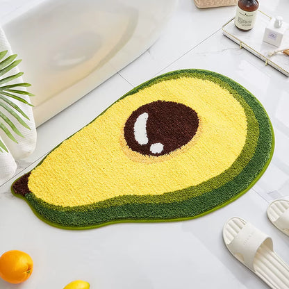 Cartoon Avocado Carpet Flocking Rug Living Room Home Non-Slip Carpets Bathroom Quick-Drying Absorbent Door Mat Area Rugs