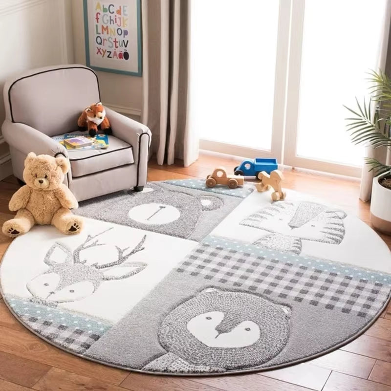 Cartoon Animal round Carpet Girl Room Rug Baby Crawling Mat Living Room Rugs Baby Children Room Mat Rug Children Rugs Home Decor