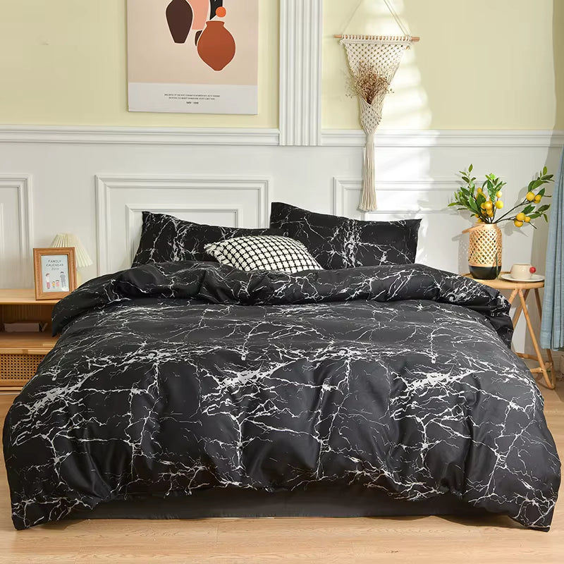 Black and White Bedding Set for Double Bed Sabanas Cama Matrimonial Queen/King Comforter Sets Single Duvet Cover with Pillowcase