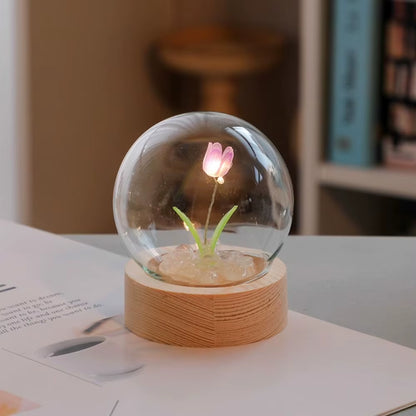 Tulip Night Light Cute Floral Lamp Bedroom Room Decor Valentines Day Gift Lampara Tulipanes Girlfriend DIY Material