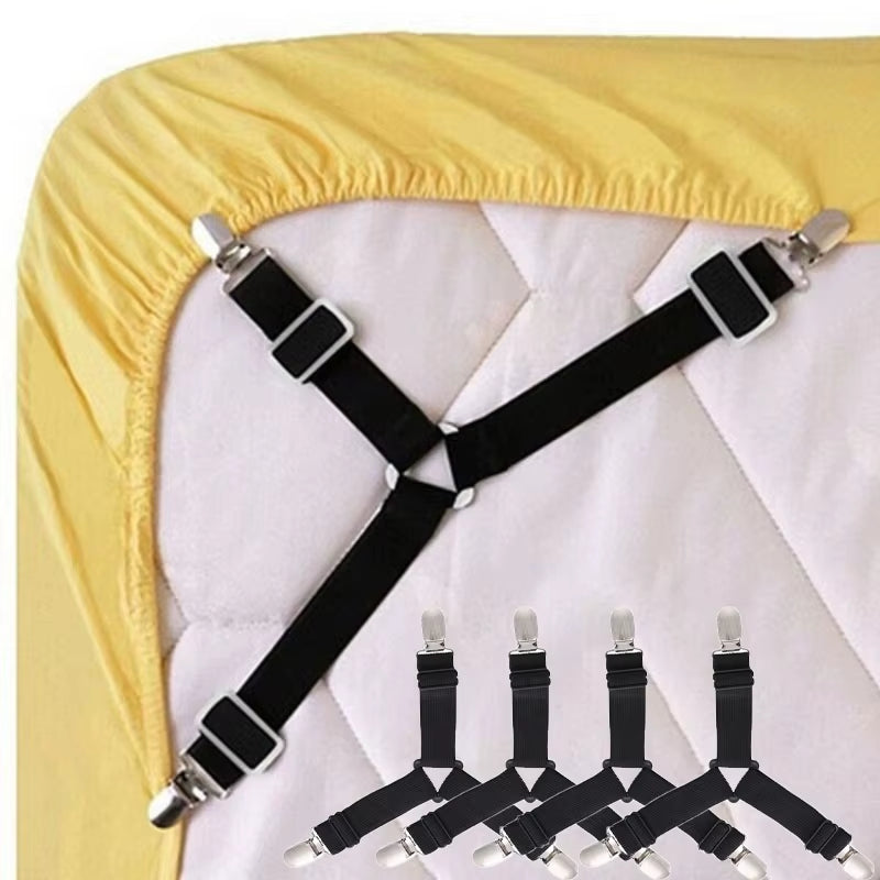 1/4Pc Triangle Quilt Fixer Metal Clip Adjustable Elastic Sofa Cushion Quilt Bed Practical Invisible Non-Slip Safety Sheet Straps