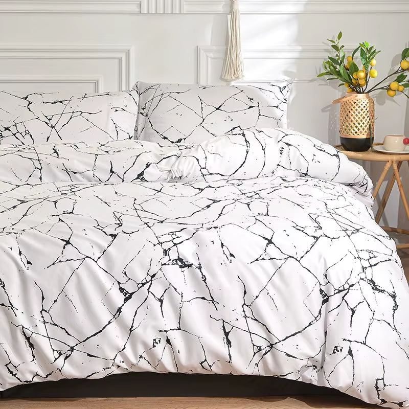 Black and White Bedding Set for Double Bed Sabanas Cama Matrimonial Queen/King Comforter Sets Single Duvet Cover with Pillowcase