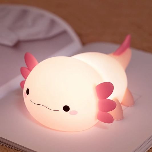 LED Cute Axolotl Silicone Light Animal Silicone Nursery Night Lamp USB Bedside Lamprechargeable Kids Bedroom Dimmable Gift Decor