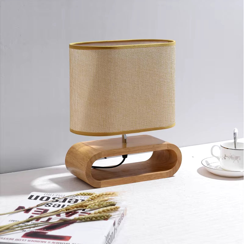 Nordic Wooden Table Lamp Creative Modern Bedroom Bedside LED Light Living Room Hotel Japanese Study Table Lamp Linen Lampshade