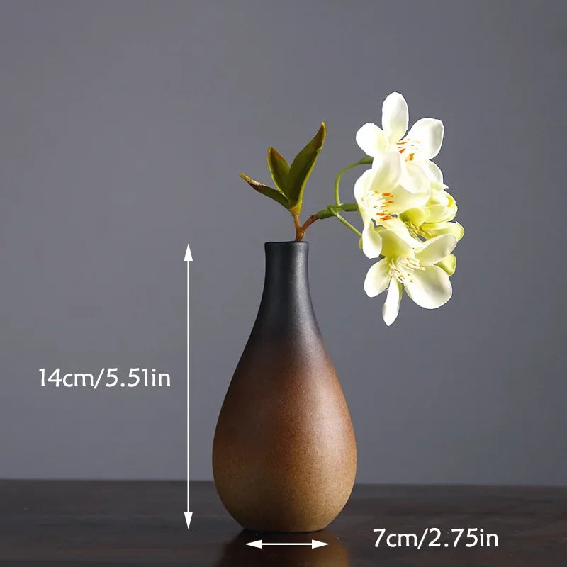 Chinese Retro Zen Vase for Tabletop Decoration, Ceramic Flower Insert, Small Vase, Hydroponic Flower Device, Tabletop Decoration