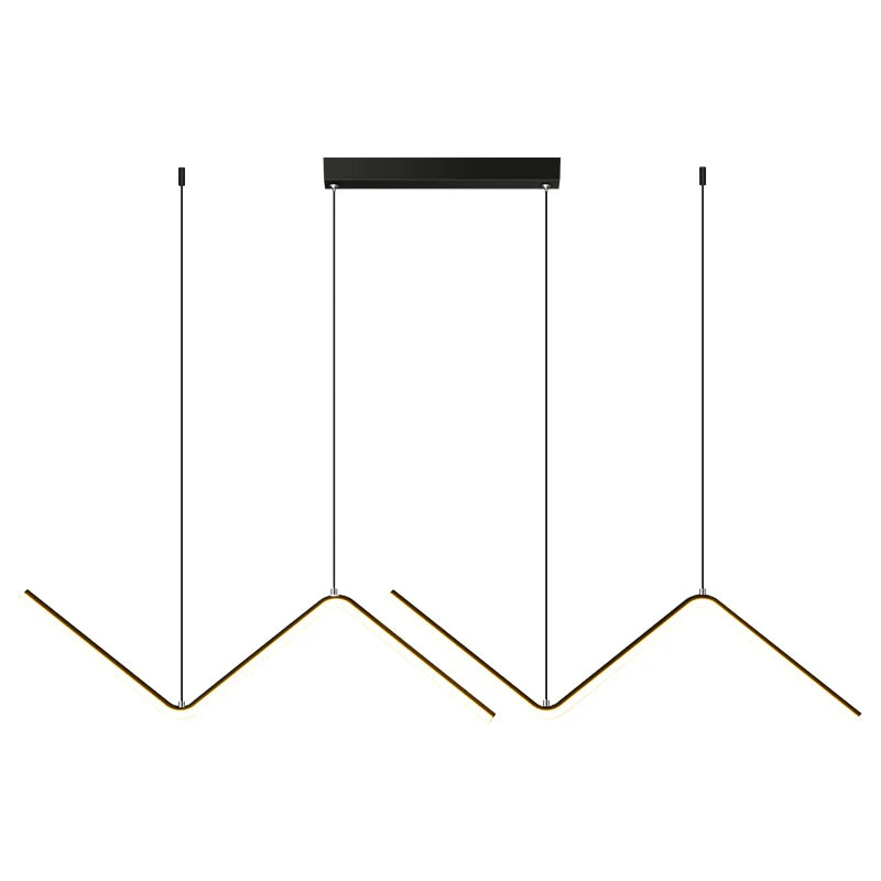 Nordic Iron Art Hanging Lamp Wave Shape Living Room Ceiling Pendant Lamp Decor Black Gold Industrial Lamp for Dinning Room 26W