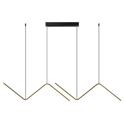 Nordic Iron Art Hanging Lamp Wave Shape Living Room Ceiling Pendant Lamp Decor Black Gold Industrial Lamp for Dinning Room 26W