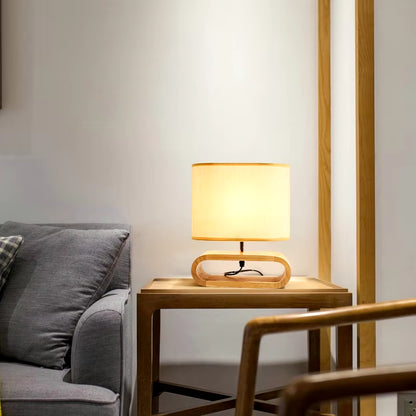 Nordic Wooden Table Lamp Creative Modern Bedroom Bedside LED Light Living Room Hotel Japanese Study Table Lamp Linen Lampshade