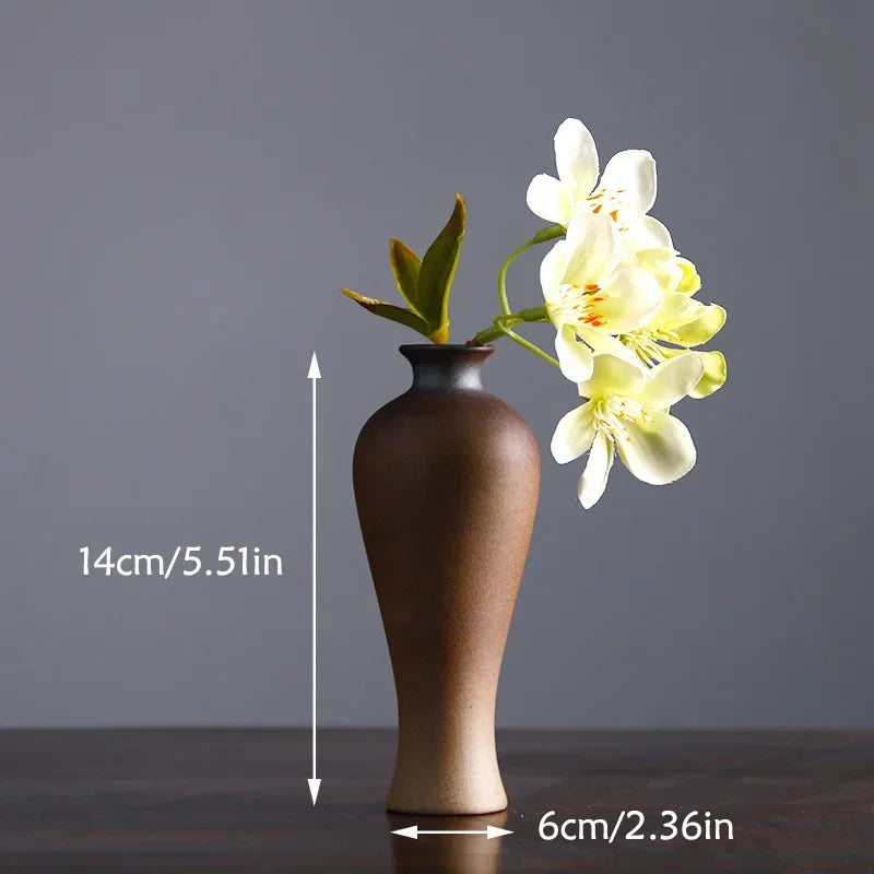 Chinese Retro Zen Vase for Tabletop Decoration, Ceramic Flower Insert, Small Vase, Hydroponic Flower Device, Tabletop Decoration