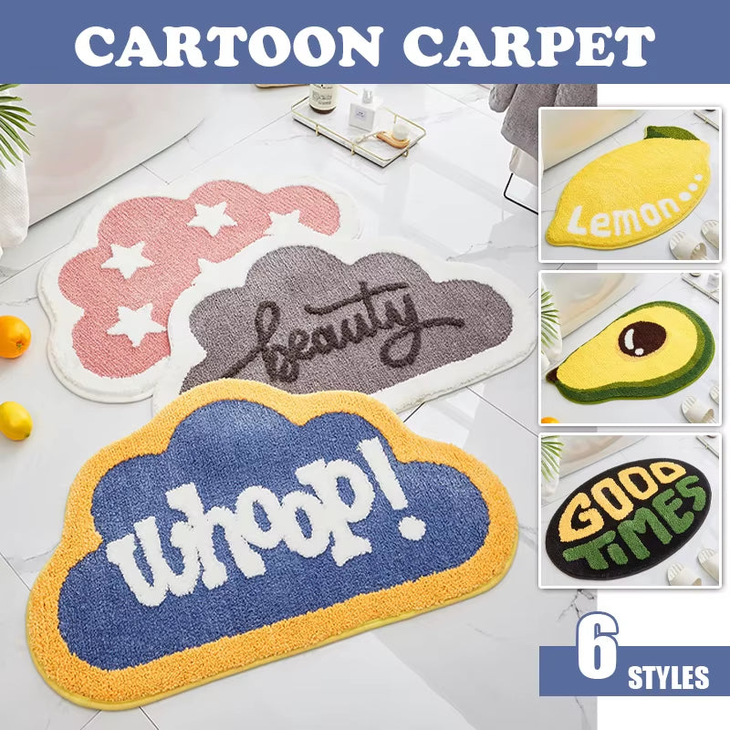 Cartoon Avocado Carpet Flocking Rug Living Room Home Non-Slip Carpets Bathroom Quick-Drying Absorbent Door Mat Area Rugs