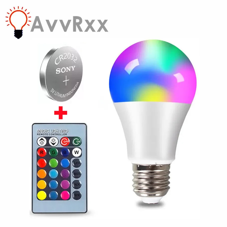 E27 LED RGB Lamp Spotlight Bulb AC 85-265V Bombillas LED 4W 10W 15W IR Remote Control Led Bulb Smart Led RGBW Lamp Home Decor