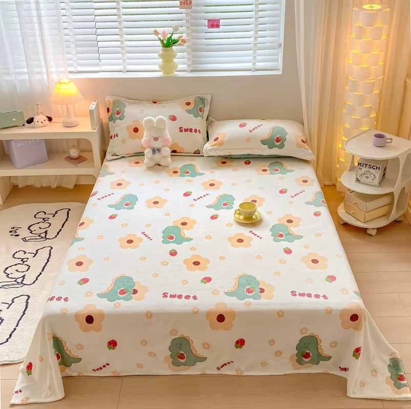 Floral Style Bedsheet Velvet Flat Sheet for Winter Warm Bed Linen Skin-Friendly Bed Sheets Sabanas Para Cama (No Pillowcase)