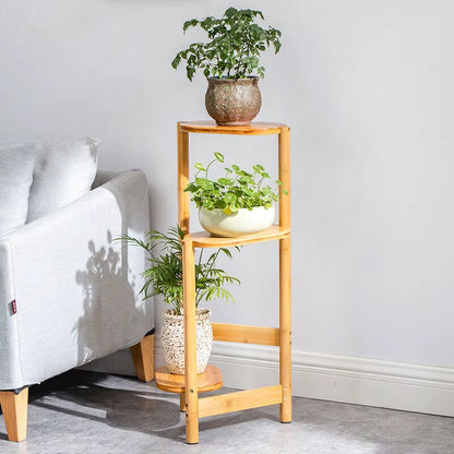 3-Tier Bamboo Plant Stands Indoor, Plant Stand Holder, Corner Plant Shelf, Plant Display Rack for Corner Balcony and Bedroom