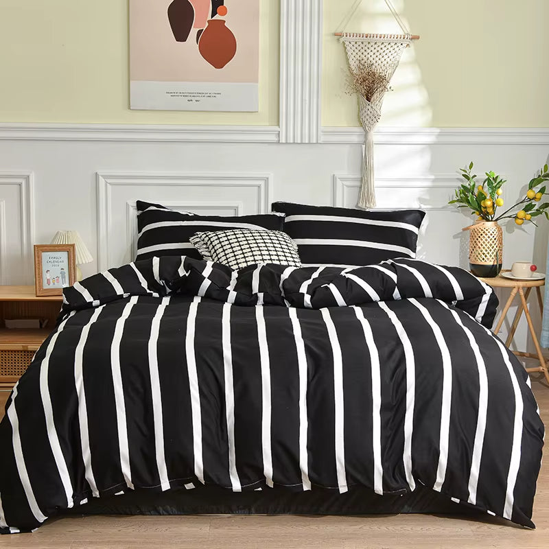 Black and White Bedding Set for Double Bed Sabanas Cama Matrimonial Queen/King Comforter Sets Single Duvet Cover with Pillowcase