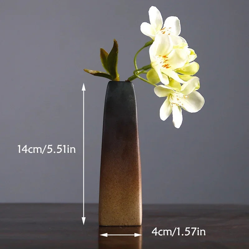 Chinese Retro Zen Vase for Tabletop Decoration, Ceramic Flower Insert, Small Vase, Hydroponic Flower Device, Tabletop Decoration