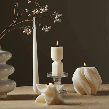 Nordic Large Home Decorative Candles Geometric Art Swirl Scented Candles Room Decors White Aesthetic Luxury Decoration Candle