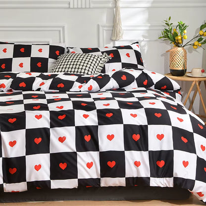 Black and White Bedding Set for Double Bed Sabanas Cama Matrimonial Queen/King Comforter Sets Single Duvet Cover with Pillowcase