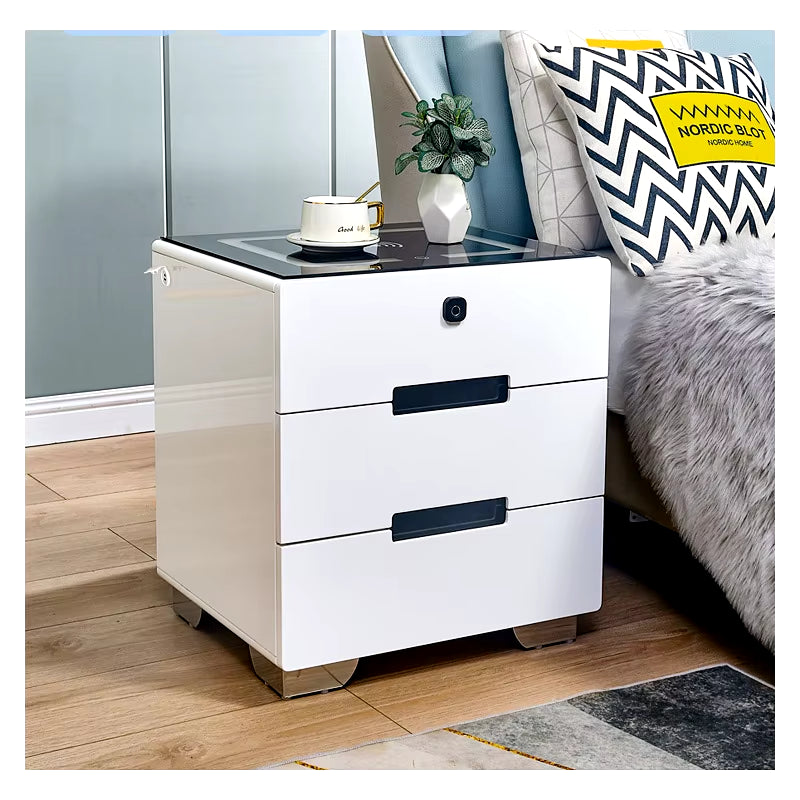 Smart Bedside Table with Wireless USB Charging Creative Multi-Functional Infrared Sensitive LED Light Hotel Night Stands