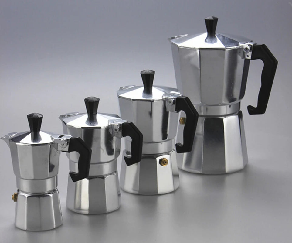 Aluminum Coffee Maker Durable Moka Cafeteira Expresso Percolator Pot Practical Moka Coffee Pot 50/100/150/300/450/600Ml