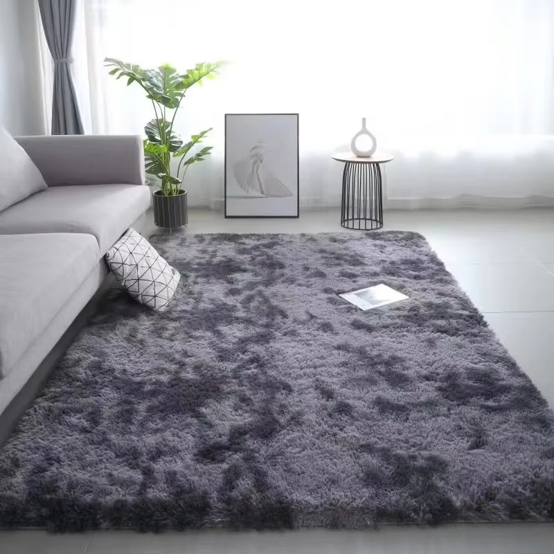 VIKAMA Silk Wool Rugs Children'S Room Living Room Bedroom Tie-Dye Non-Slip Washable Machine Washable Carpet Mats