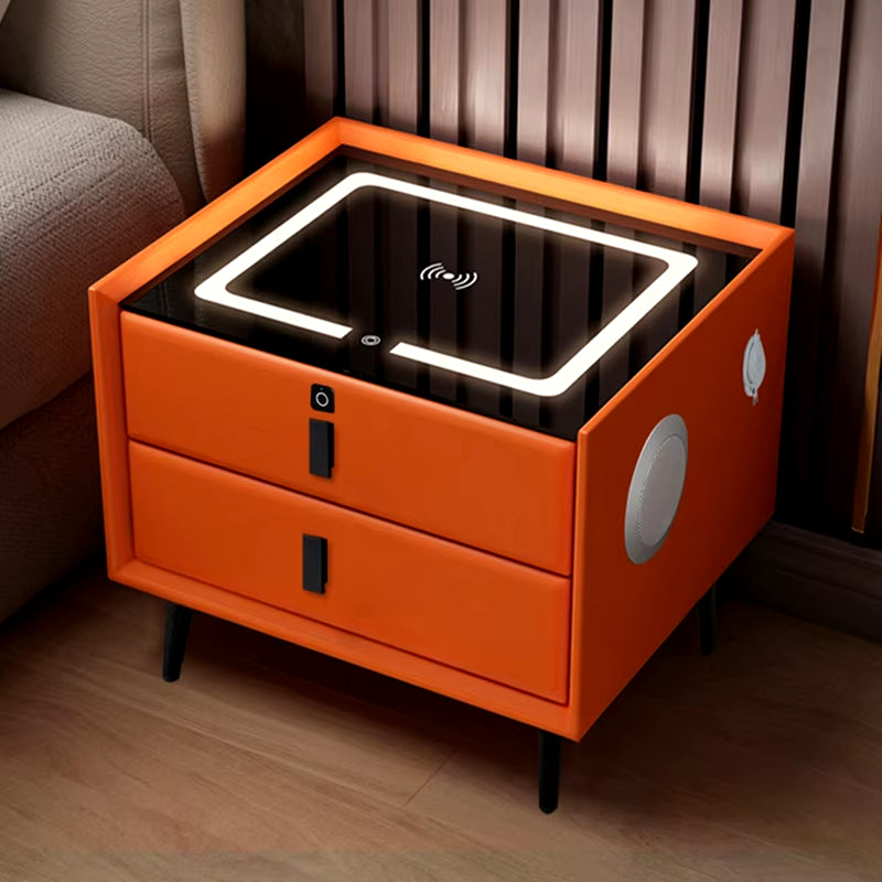 Smart Bedside Table with Wireless USB Charging Creative Multi-Functional Infrared Sensitive LED Light Hotel Night Stands