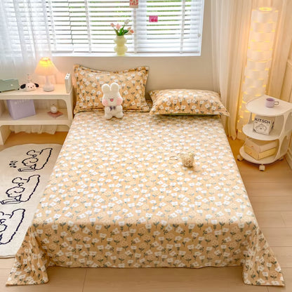 Floral Style Bedsheet Velvet Flat Sheet for Winter Warm Bed Linen Skin-Friendly Bed Sheets Sabanas Para Cama (No Pillowcase)