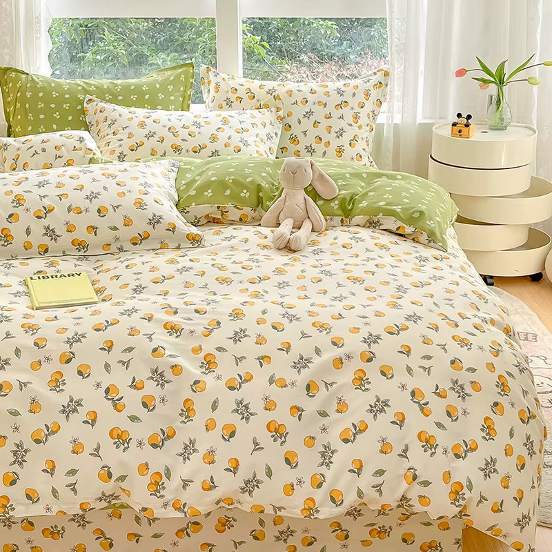 Pure Cotton Duvet Cover Comforter Quilt Blanket Case Zipper Flower Simple Princess Queen King Double Size White Quilt Cover INS