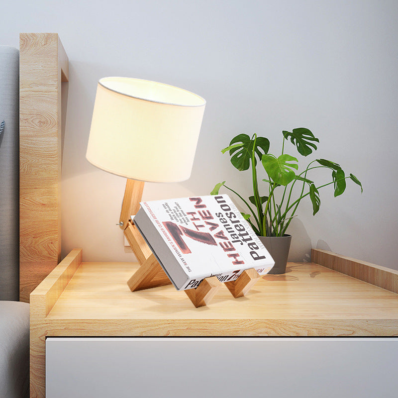 Desk Lamp Creative Bedroom Desk Lamp Wooden Bedside Simple Nordic Modern Gift Cloth Goods Solid Wood Led